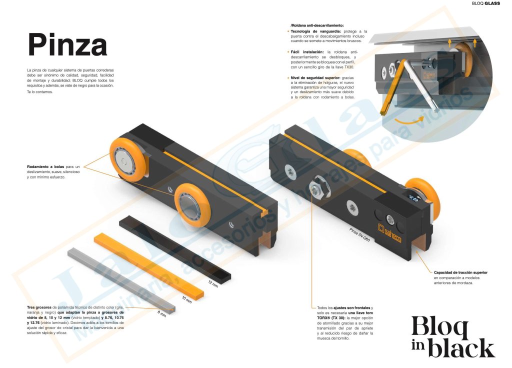 Pinza puertas correderas compactas bloq JaloGlass